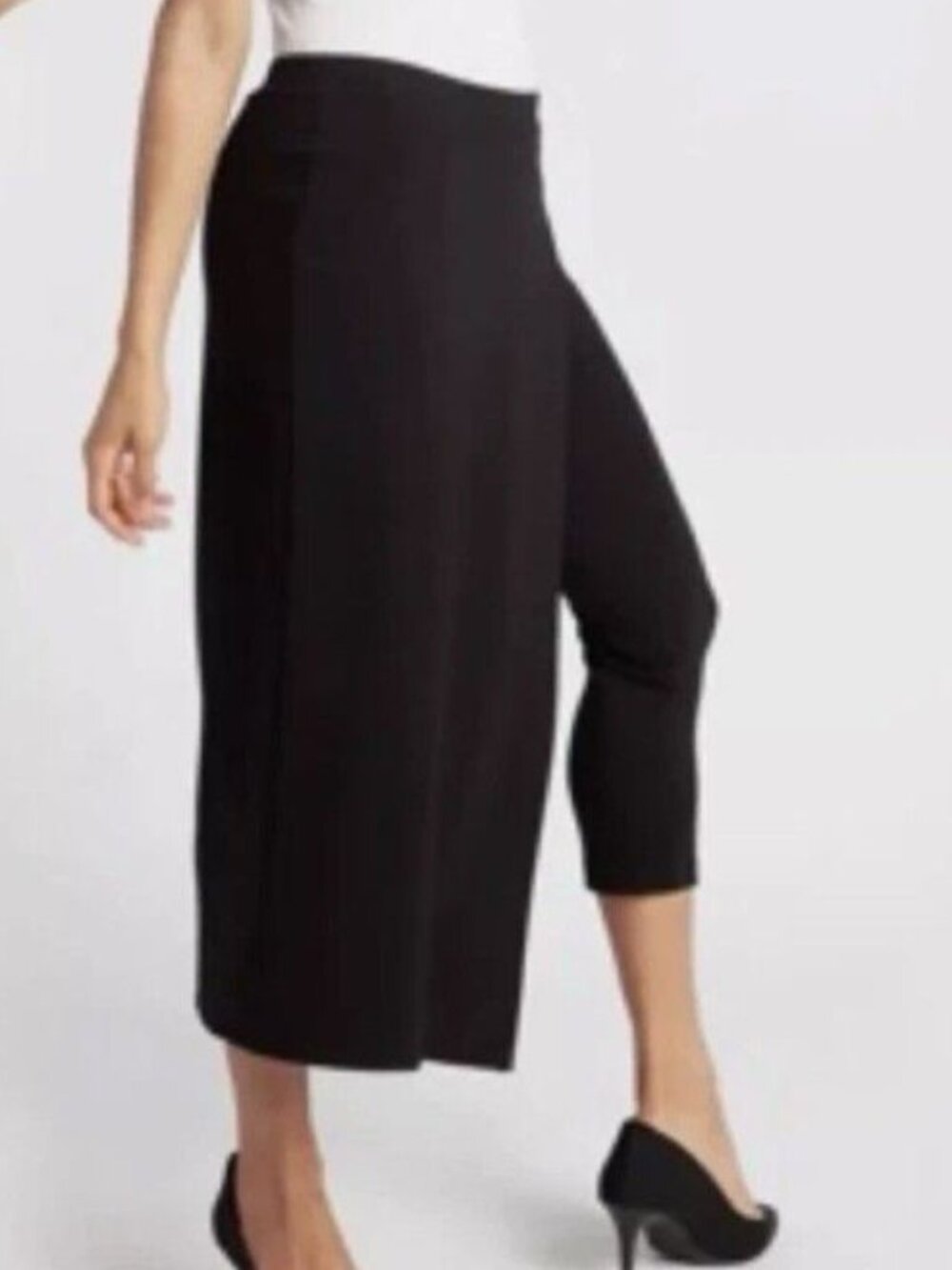 Betabrand Sassiest 4-Way Stretch Skirt Pants Women's XL Black Wrap Pull-On